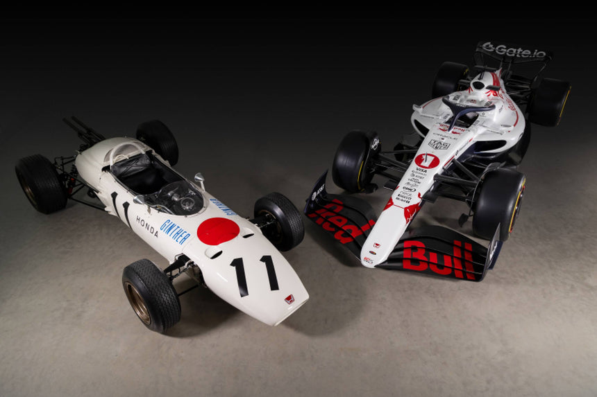 Spark Models F1 Honda RA272 No.11 Winner Mexican GP 1965 Richie Ginther - Red Bull Racing RB21 No.1 Oracle Red Bull Racing Winner Japanese GP 2025 Max Verstappen 1/43 Scale Model
