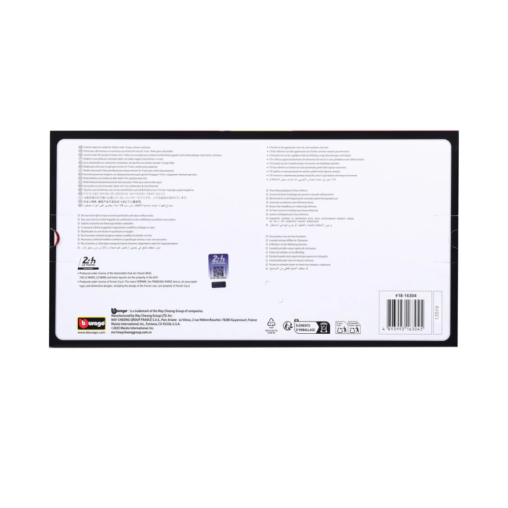 Bburago Ferrari Racing 499P Le Mans Hypercar 2024 AF Corse No.83 1/18 Scale Model