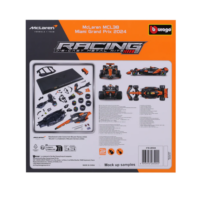 Bburago F1 McLaren F1 MCL38 2024 Model Kit - Lando Norris 1/24 Scale Model