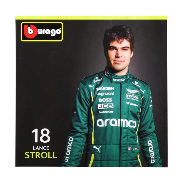 Bburago F1 Aston Martin F1 Team AMR24 With Driver Figure Lance Stroll 1/24 Scale Model