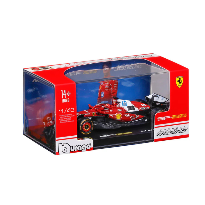 Bburago F1 Ferrari F1 Team SF-25 2025 Lewis Hamilton With Helmet 1/43 Scale Model