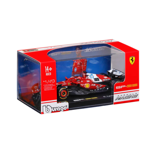 Bburago F1 Ferrari F1 Team SF-25 2025 Charles Leclerc With Helmet 1/43 Scale Model