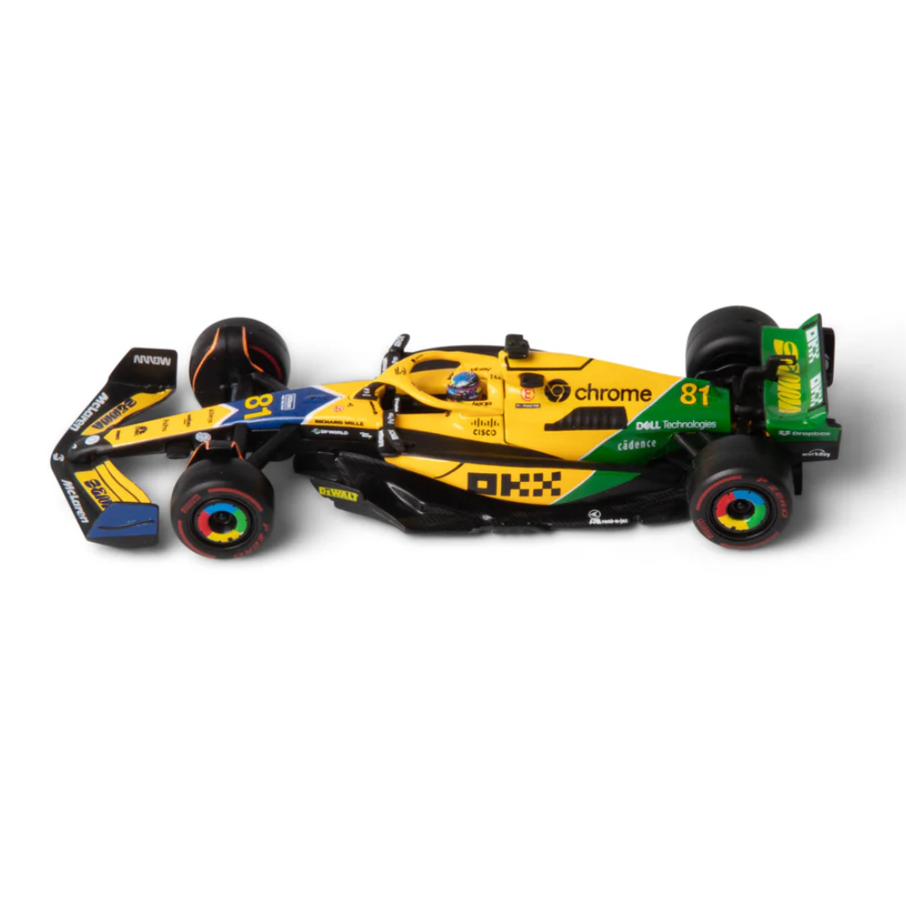 Bburago F1 McLaren F1 MCL38 2024 With Helmet - Oscar Piastri Special Ayrton Senna Livery 1/43 Scale Model