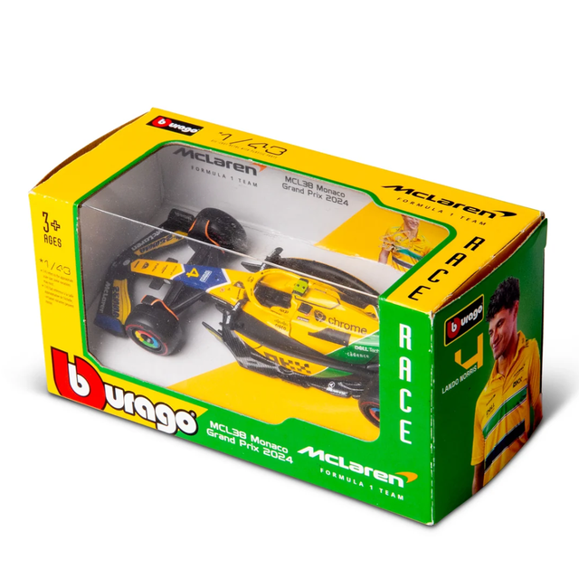 Bburago F1 McLaren F1 MCL38 2024 No.4 - Lando Norris Senna Livery 1/43 Scale Model