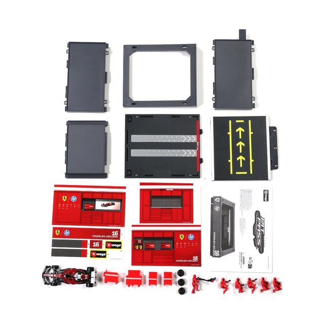 Bburago F1 Ferrari F1 Team SF-25 Pit Pass Diorama Charles Leclerc 1/43 Scale Model
