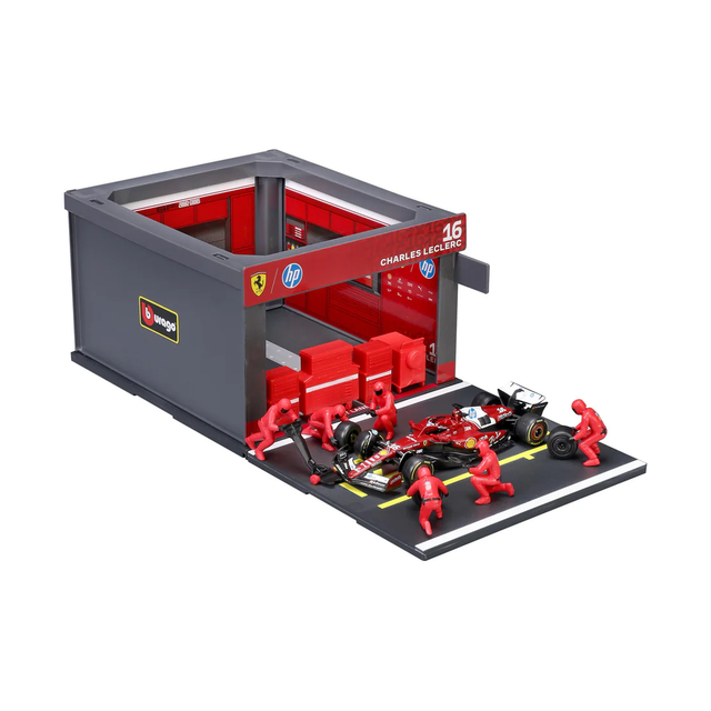 Bburago F1 Ferrari F1 Team SF-25 Pit Pass Diorama Charles Leclerc 1/43 Scale Model