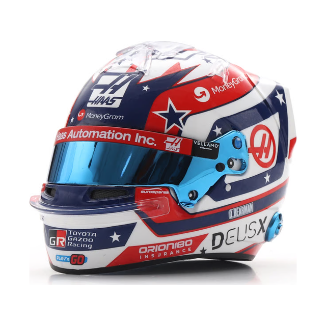 Spark Models F1 MoneyGram Haas F1 Team - Ollie Bearman - US GP 2025 1/5 Scale Mini Replica Helmet