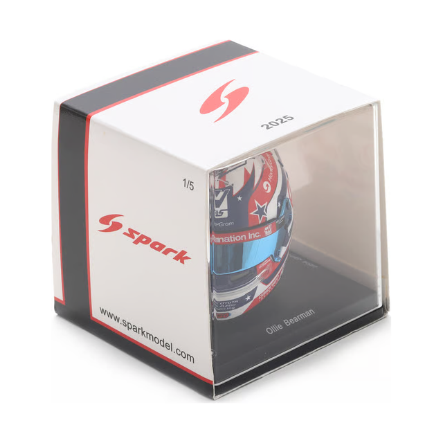 Spark Models F1 MoneyGram Haas F1 Team - Ollie Bearman - US GP 2025 1/5 Scale Mini Replica Helmet