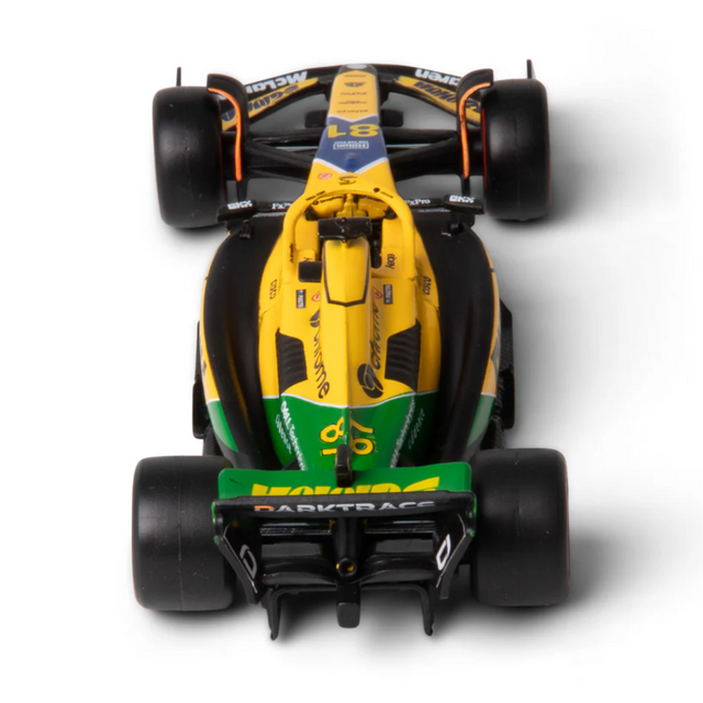 Bburago F1 McLaren F1 MCL38 2024 With Helmet - Oscar Piastri Special Ayrton Senna Livery 1/43 Scale Model