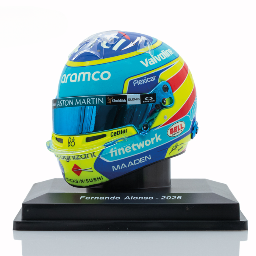 Spark Models F1 Aston Martin Aramco Formula One Team - Fernado Alonso - 2025 Mini Replica Helmet Model 1/5 Scale Model
