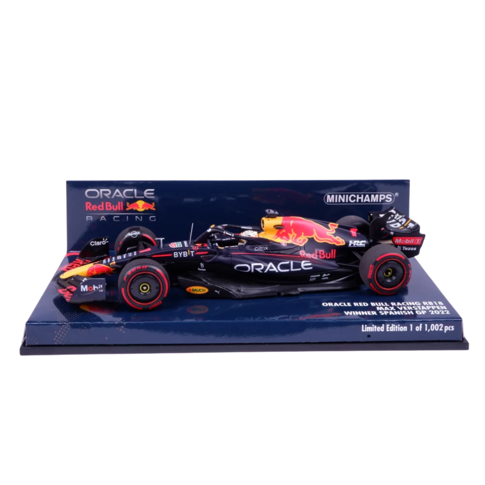 Minichamps F1 Red Bull Racing RB18 Max Verstappen World Champion 1st Spanish GP 2022 1/43 Scale Model