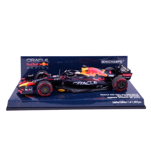 Minichamps F1 Red Bull Racing RB18 Max Verstappen World Champion 1st Spanish GP 2022 1/43 Scale Model