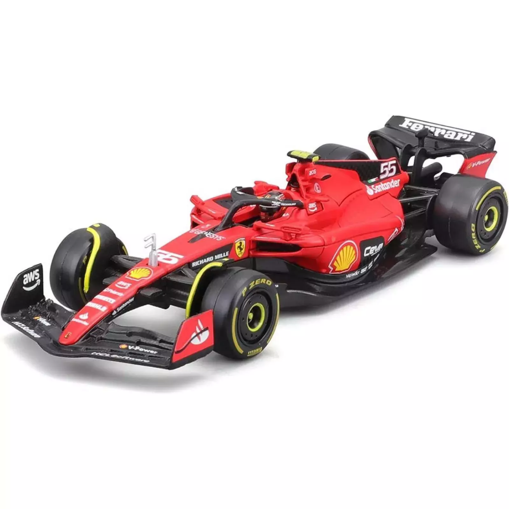 Bburago F1 2023 Ferrari F1 Team SF-23 No.55 - Carlos Sainz With Helmet 1/24 Scale Model