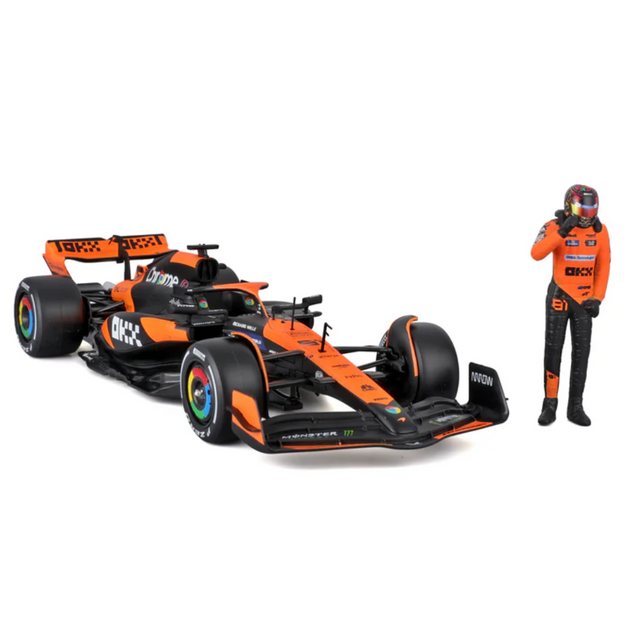 Bburago F1 McLaren F1 MCL38 2024 With Driver Figure - Oscar Piastri 1/24 Scale Model