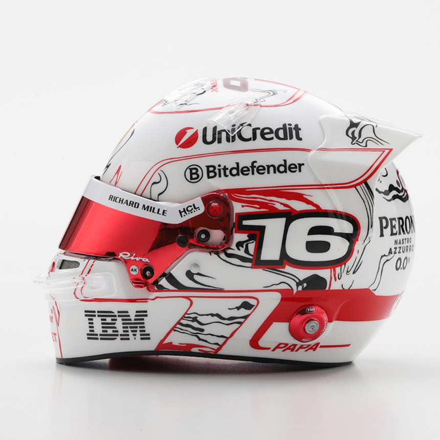 LookSmart F1 Charles Leclerc – Scuderia Ferrari HP Japan GP 2025 – 150TH GP Mini Replica Helmet 1/5 Scale