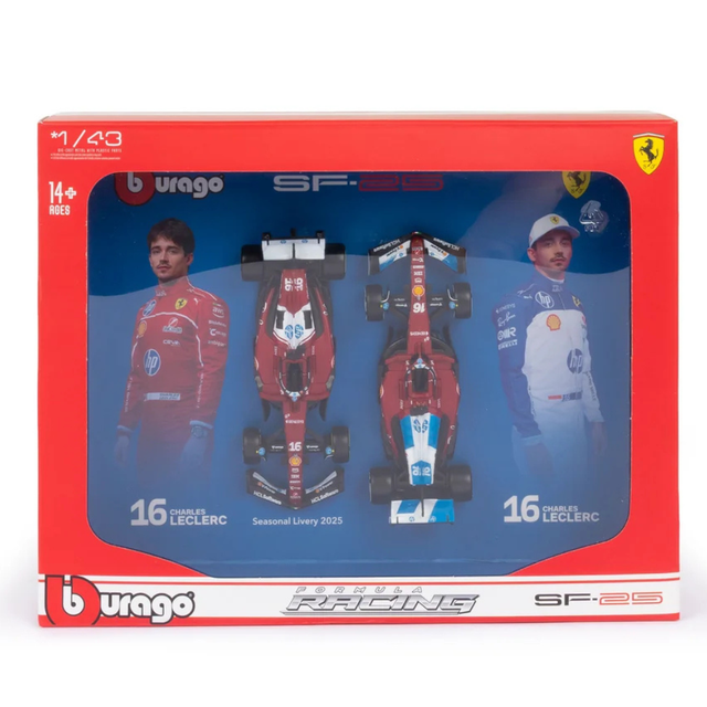 Bburago F1 Ferrari F1 Team SF-25 2025 Charles Leclerc Driver Two (2) Pack 1/43 Scale Model