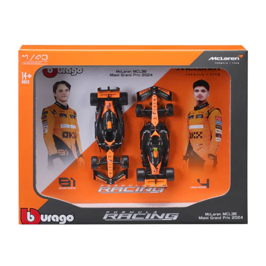 Bburago F1 McLaren F1 Team MCL39 2025 Lando Norris & Oscar Piastri Team Two Pack 1/43 Scale Model