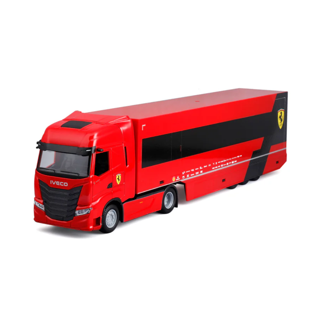 Bburago F1 Ferrari F1 Iveco S-Way 570 Racing Transporter with F1 Car 1/43 Scale Model Truck