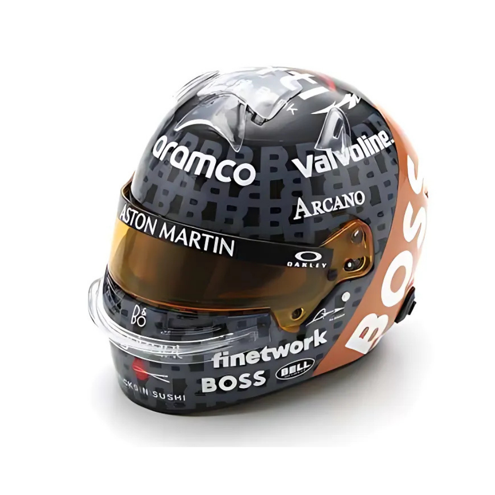 Spark Models F1 Aston Martin Aramco F1 Team - Fernando Alonso - British GP 2024 Mini Replica Helmet 1/5 Scale Model