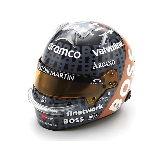 Spark Models F1 Aston Martin Aramco F1 Team - Fernando Alonso - British GP 2024 Mini Replica Helmet 1/5 Scale Model