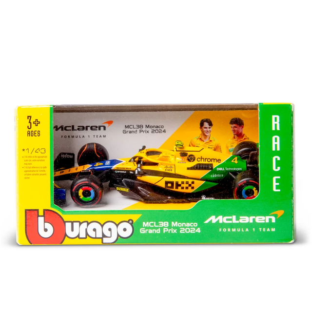 Bburago F1 McLaren F1 MCL38 2024 No.4 - Lando Norris Senna Livery 1/43 Scale Model