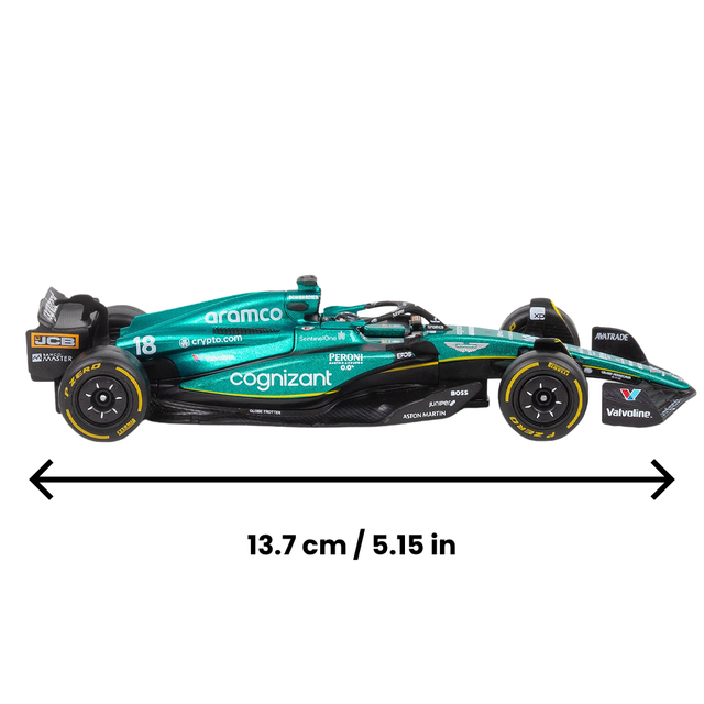 Bburago F1 Aston Martin F1 2023 AMR23 No.18 - Lance Stroll With Helmet 1/43 Scale Model