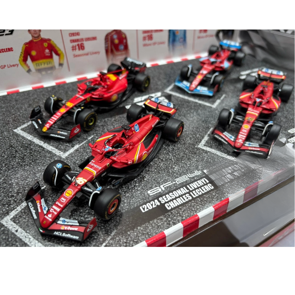 Bburago F1 Ferrari F1 Team 4PK Charles Leclerc Highlights Set (4-Car Set) 1/43 Scale Model