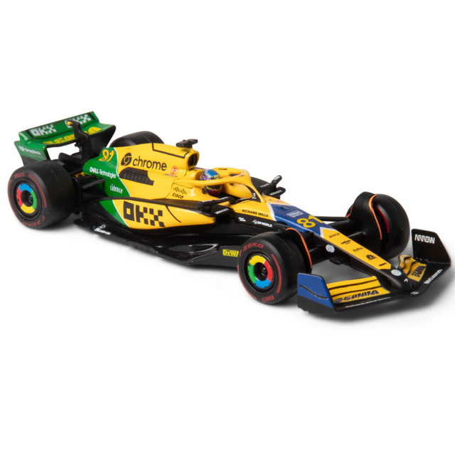 Bburago F1 McLaren F1 MCL38 2024 With Helmet - Oscar Piastri Special Ayrton Senna Livery 1/43 Scale Model
