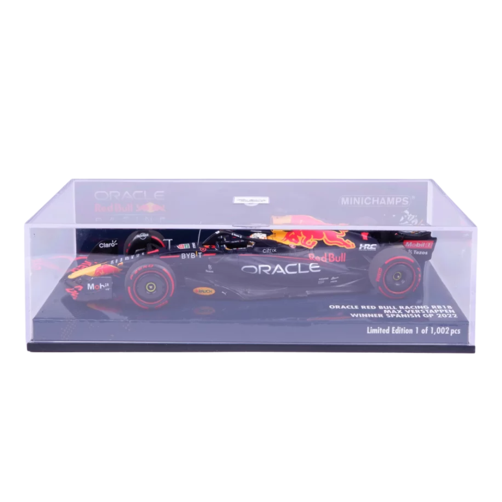 Minichamps F1 Red Bull Racing RB18 Max Verstappen World Champion 1st Spanish GP 2022 1/43 Scale Model