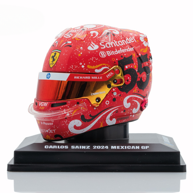 LookSmart F1 Carlos Sainz Mexican GP 2024 Winner Mini Replica Helmet Model 1/5 Scale Model