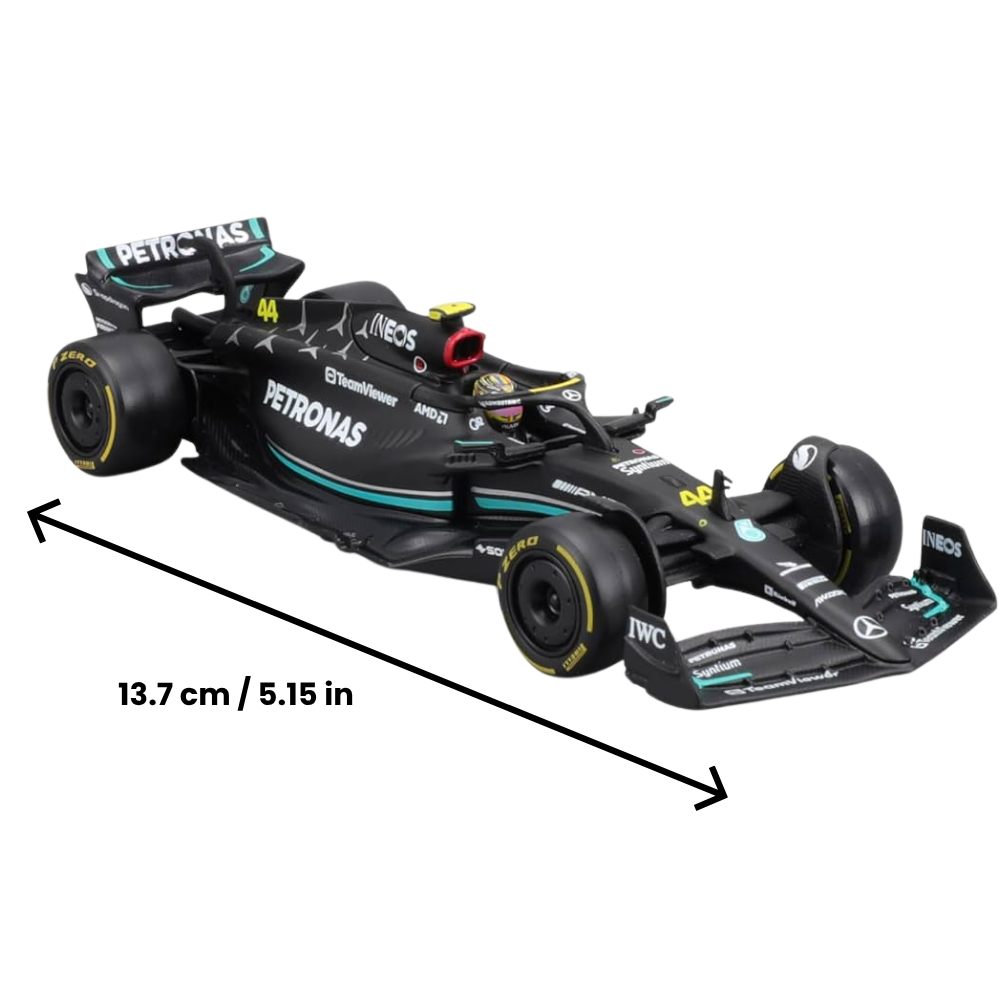 Bburago F1 Mercedes F1 Team - AMG PETRONAS W14 No.44 2023 with Helmet - Lewis Hamilton 1/43 Scale Model