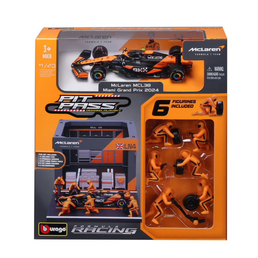 Bburago F1 Mclaren F1 Team MCL38 2024 Pit Pass Diorama Lando Norris 1/43 Scale