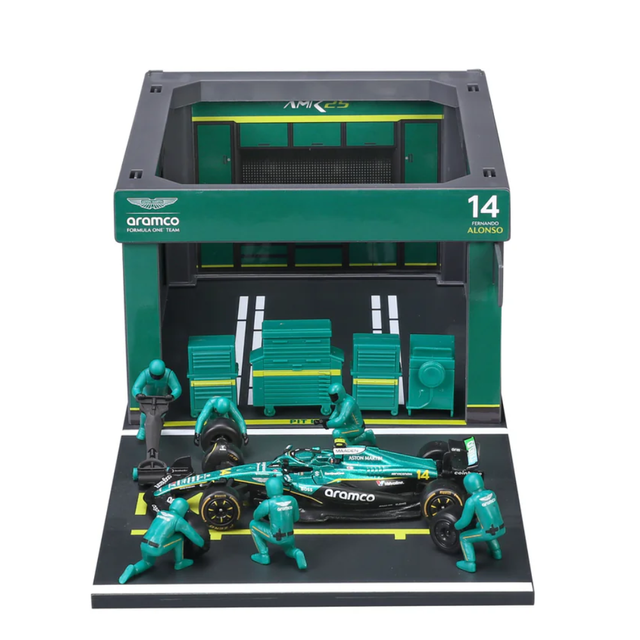 Bburago F1 Aston Martin F1 Team AMR25 Pit Pass Diorama Fernando Alonso 1/43 Scale Model