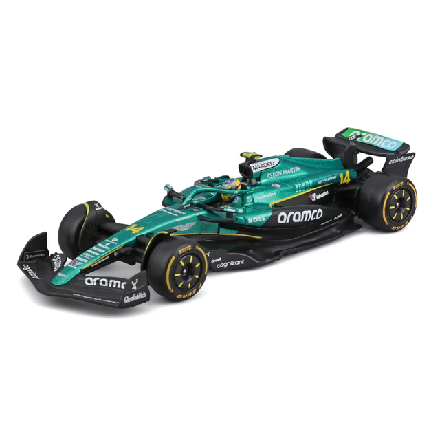 Bburago F1 Aston Martin F1 Team AMR25 2025 Fernando Alonso With Helmet 1/43 Scale Model