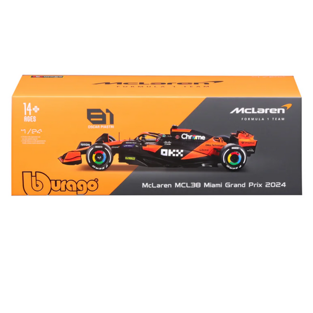 Bburago F1 McLaren F1 MCL38 2024 With Helmet - Oscar Piastri 1/24 Scale Model