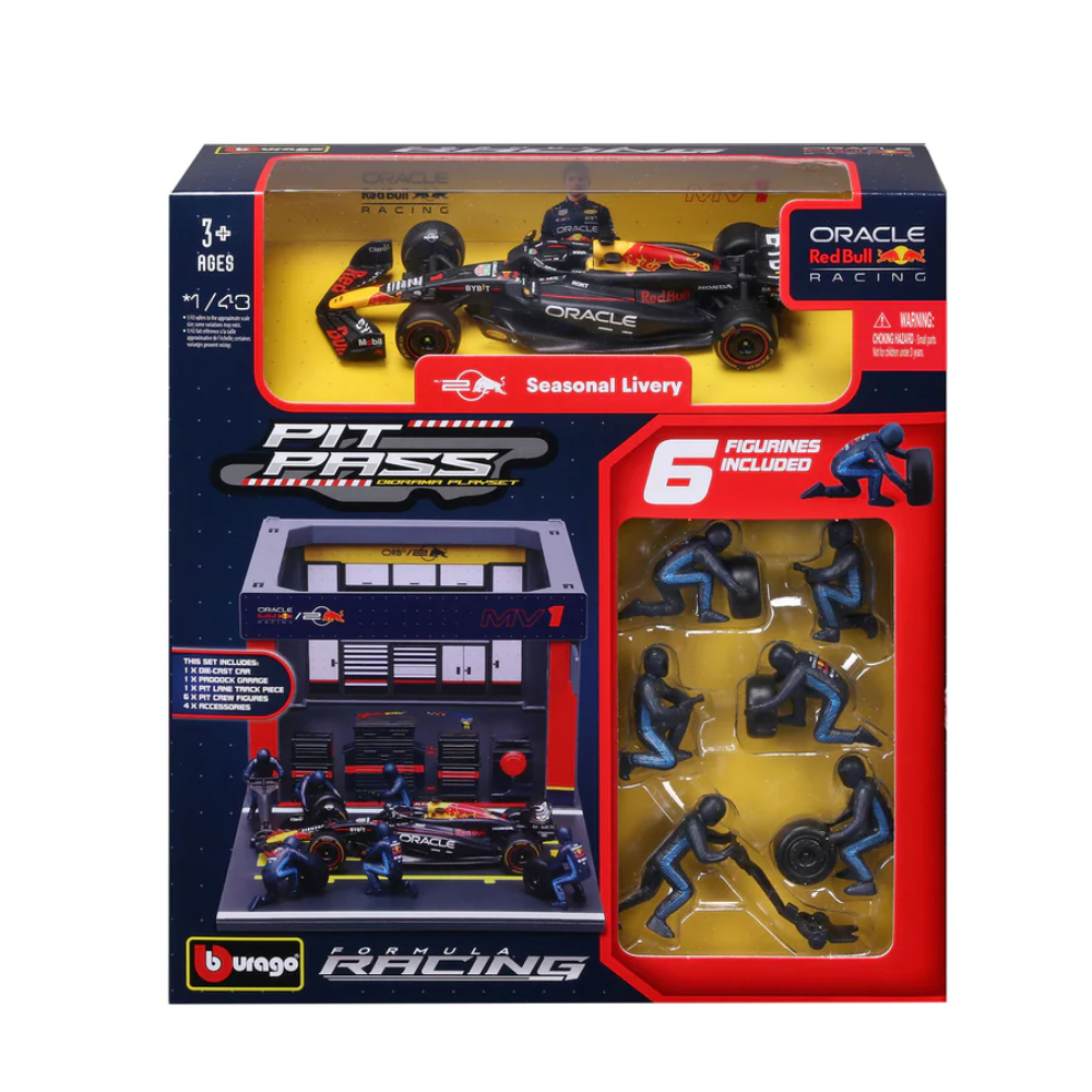 Bburago F1 Red Bull Racing RB20 2024 Pit Pass Diorama Max Verstappen 1/43 Scale