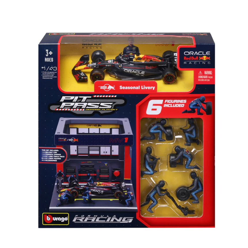 Bburago F1 Red Bull Racing RB20 2024 Pit Pass Diorama Max Verstappen 1/43 Scale