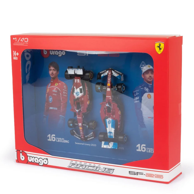 Bburago F1 Ferrari F1 Team SF-25 2025 Charles Leclerc Driver Two (2) Pack 1/43 Scale Model