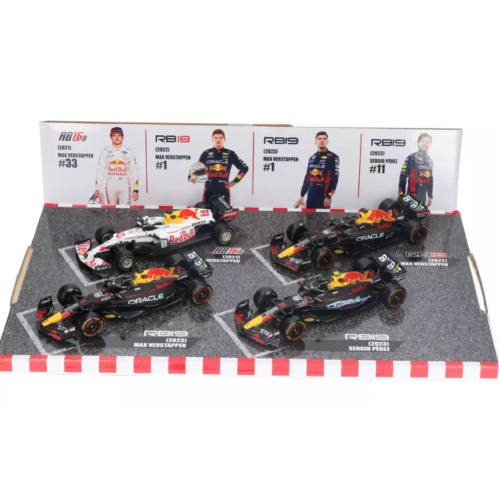 Bburago F1 Red Bull Racing F1 Team - Max Verstappen Champion Set of 4 Models 1/43 Scale Model
