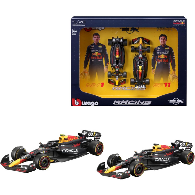 Bburago F1 Red Bull Racing RB20 2024 Two Pack Max Verstappen and Sergio Perez 1/43 Scale Model