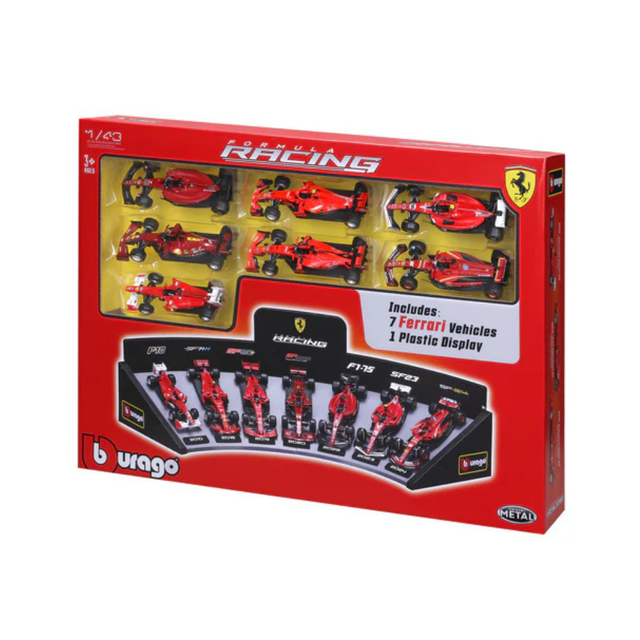 Bburago F1 Ferrari F1 Team Deluxe Gift Set with Display Stand (7-Car Set) 1/43 Scale Model