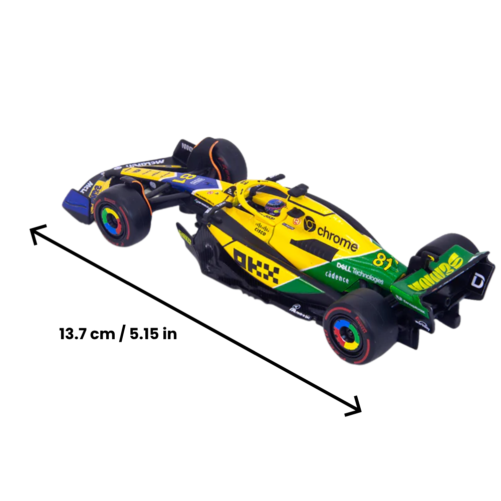 Bburago F1 McLaren F1 MCL38 2024 With Helmet - Oscar Piastri Special Ayrton Senna Livery 1/43 Scale Model