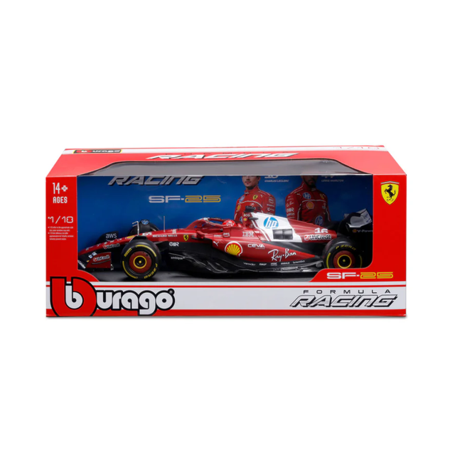 Bburago Ferrari F1 Team Ferrari SF-25 2025 Charles LeClerc with Helmet 1/18 Scale Model