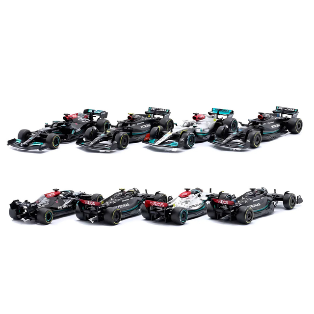 Bburago F1 Mercedes F1 Team British GP Lewis Hamilton Pack of 4 1/43 Scale Model