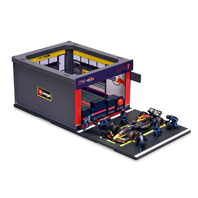 Bburago F1 Red Bull Racing RB20 2024 Pit Pass Diorama Max Verstappen 1/43 Scale