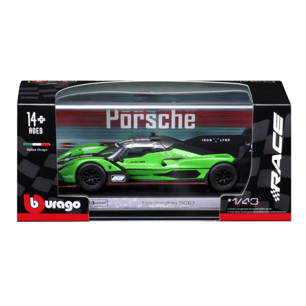 Bburago Lamborghini SC63 No.63 2023 - Hypercar LMDh 1/43 Scale Model