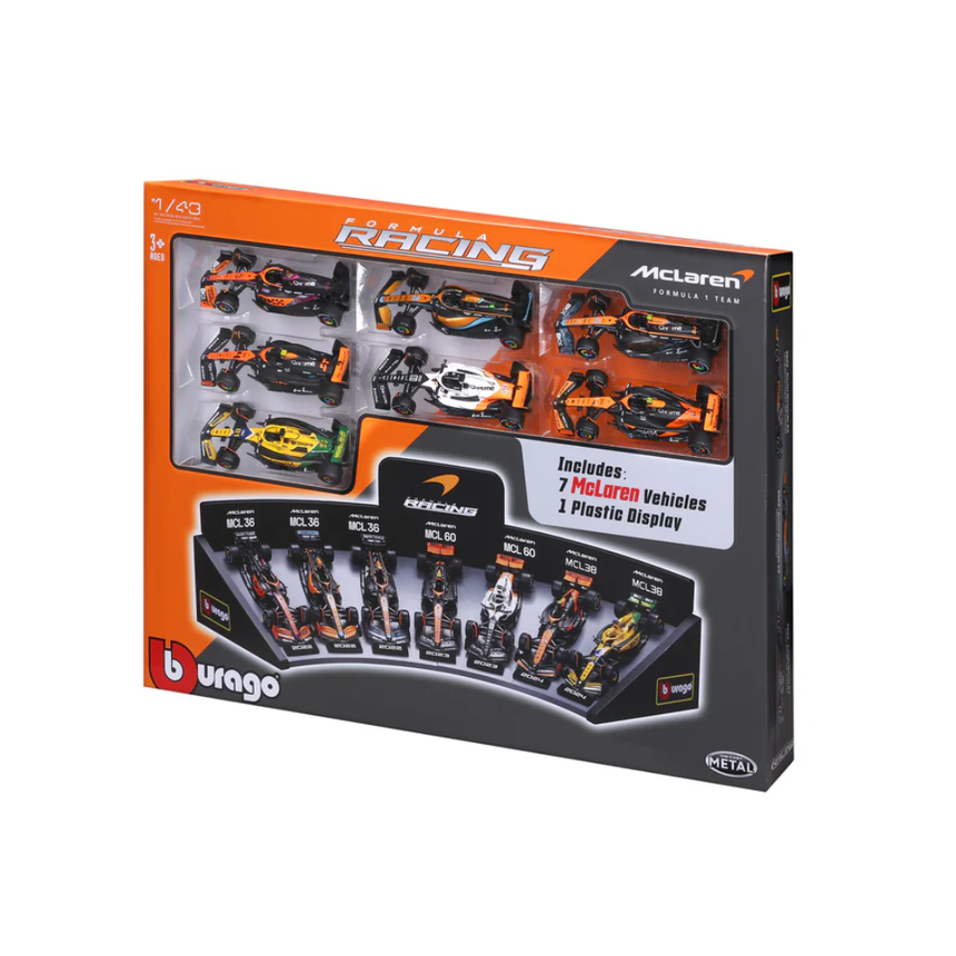 Bburago F1 Mclaren F1 Team Deluxe Gift Set With Display Stand (7-Car Set) 1/43 Scale Model