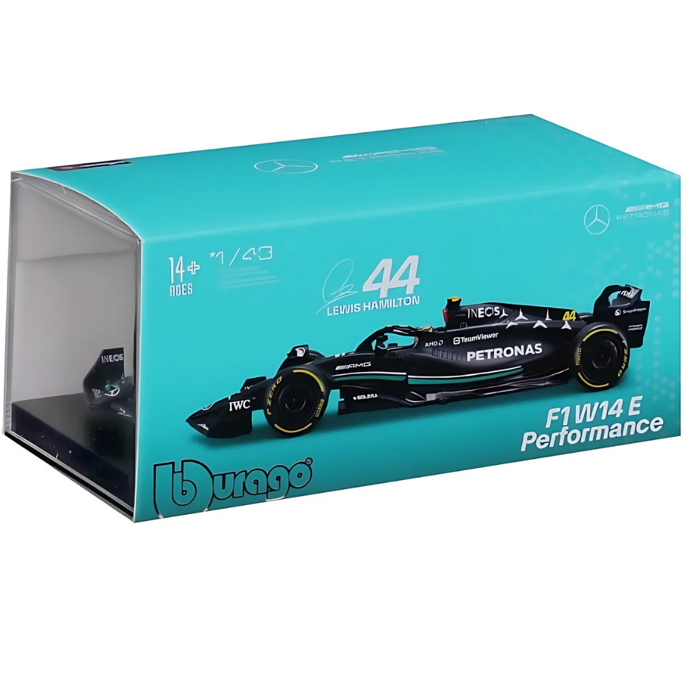 Bburago F1 Mercedes F1 Team - AMG PETRONAS W14 No.44 2023 with Helmet - Lewis Hamilton 1/43 Scale Model