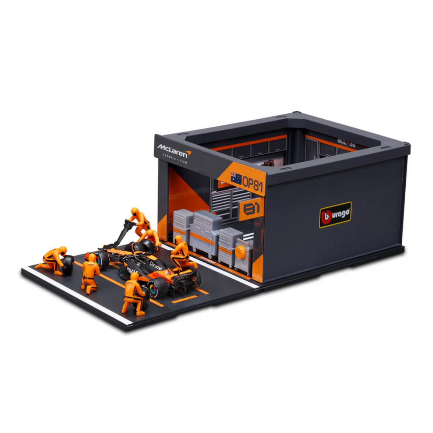 Bburago F1 Mclaren F1 Team MCL38 2024 Pit Pass Diorama Oscar Piastri 1/43 Scale