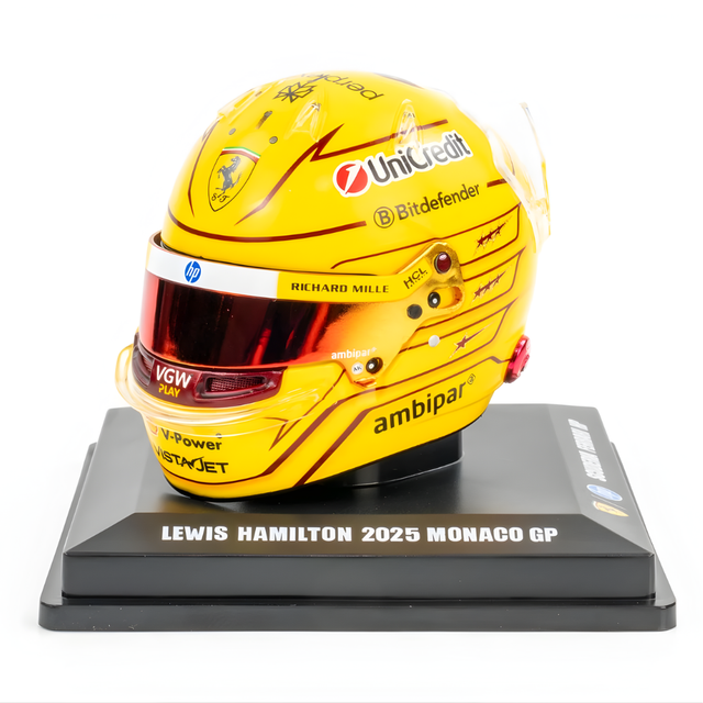 LookSmart F1 Lewis Hamilton – Scuderia Ferrari HP Monaco GP 2025 Mini Replica Helmet 1/5 Scale Model